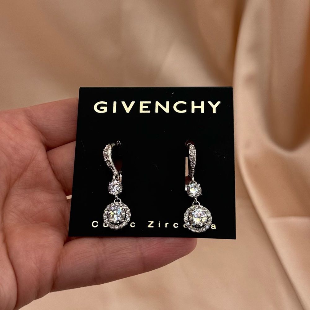 GIVENCHY Cubic Zirconia Drop Earrings – Timeless Elegance - Picture 3 of 6